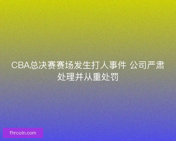 CBA总决赛赛场发生打人事件 公司严肃处理并从重处罚